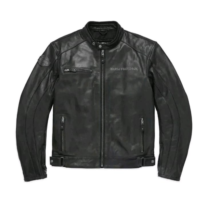 Harley-Davidson Willie G Skull Reflective Leather Jacket – Men’s Black Riding Jacket with Reflective Skull Logo