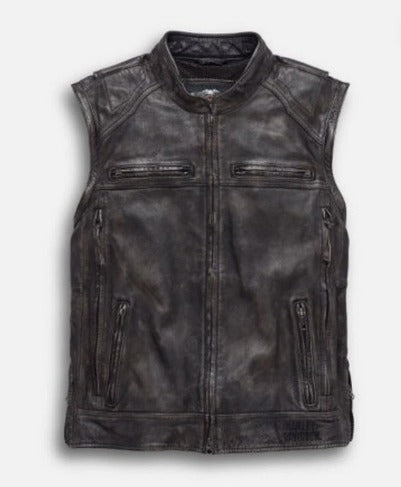Harley-Davidson® Men’s Dauntless 2-in-1 Convertible Leather Jacket – Premium Cowhide Motorcycle Riding Jacket