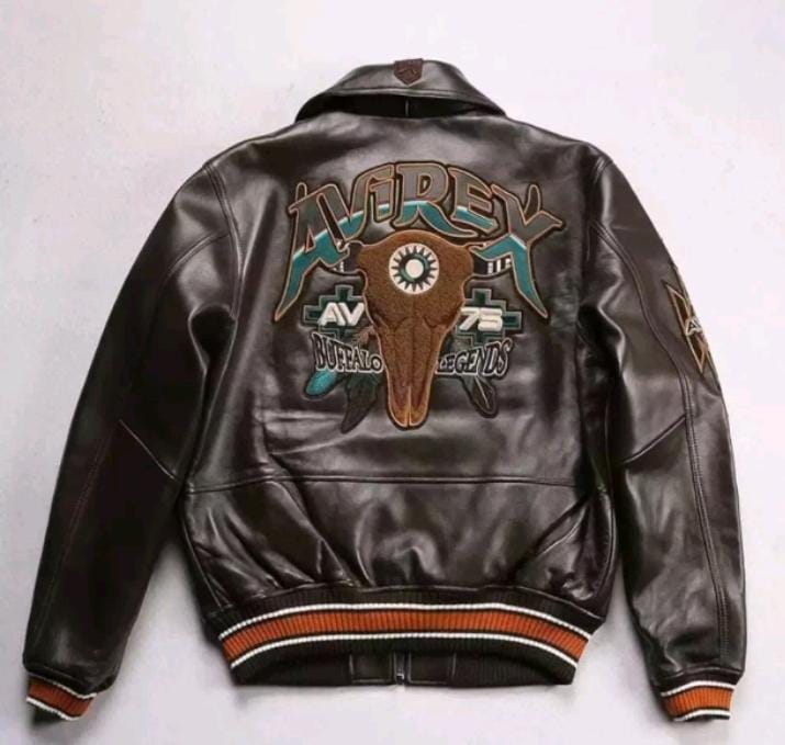 Avirex Buffalo Legends A2 Brown Leather Jacket – Vintage Military Style Bomber Jacket for Men
