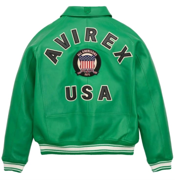 Green-Men's Avirex Real Leather Bomber Jacket – Vintage American Flight Pilot Jacket
