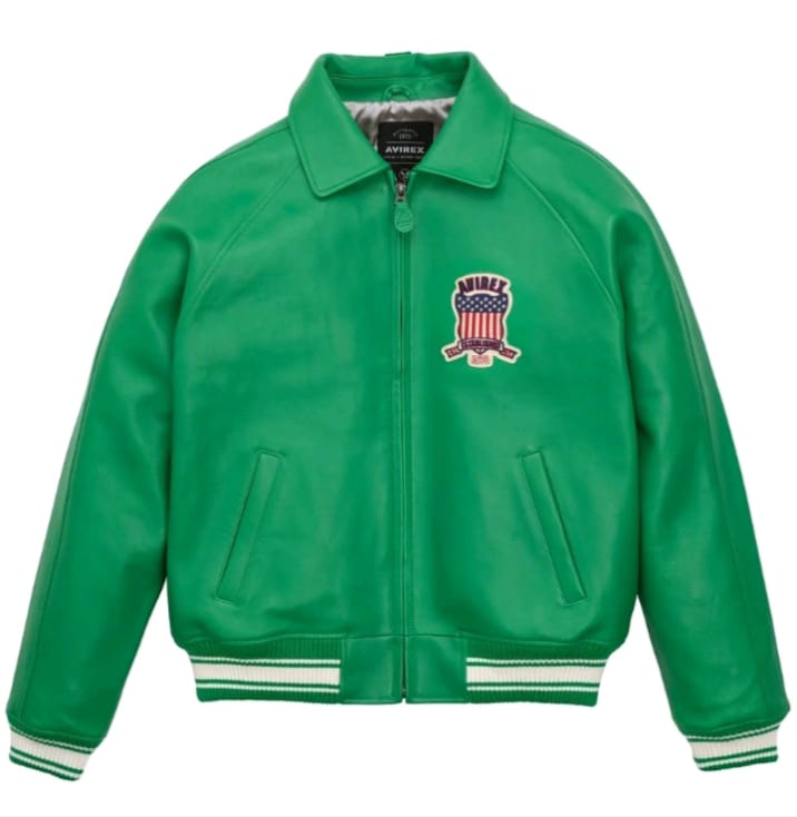 Green-Men's Avirex Real Leather Bomber Jacket – Vintage American Flight Pilot Jacket