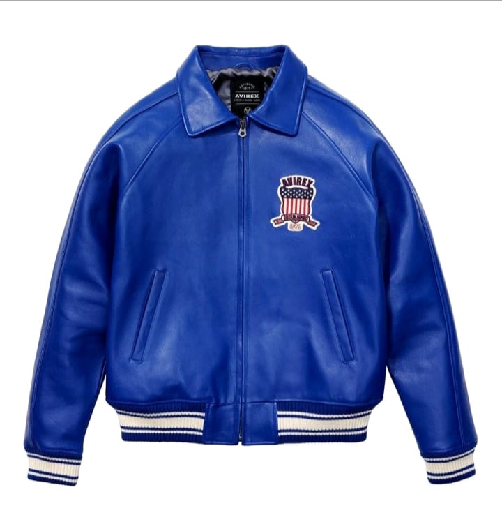 Blue-Men's Avirex Real Leather Bomber Jacket – Vintage American Flight Pilot Jacket