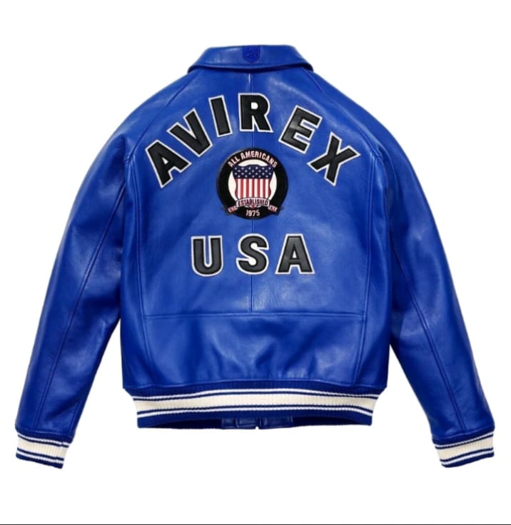 Blue-Men's Avirex Real Leather Bomber Jacket – Vintage American Flight Pilot Jacket