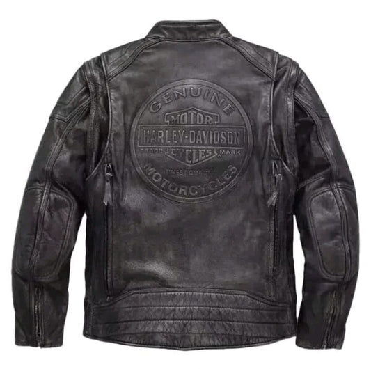Harley-Davidson® Men’s Dauntless 2-in-1 Convertible Leather Jacket – Premium Cowhide Motorcycle Riding Jacket