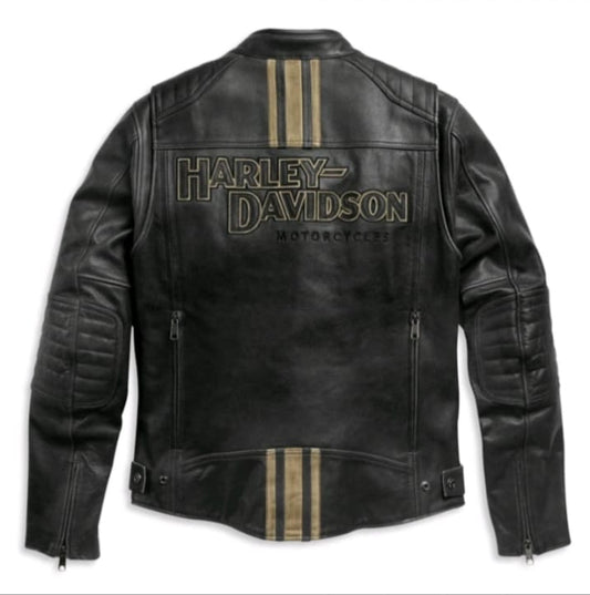 Harley-Davidson Men’s Passing Link II Triple Vent Leather Jacket – Premium Black Cowhide Motorcycle Riding Jacket