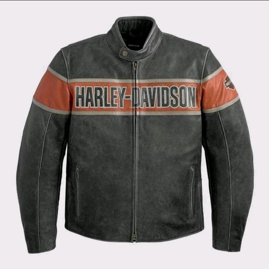 Harley-Davidson Men’s Victory Lane-Leather Jacket – Classic Black Cowhide Motorcycle Riding Jacket with Vintage Styling