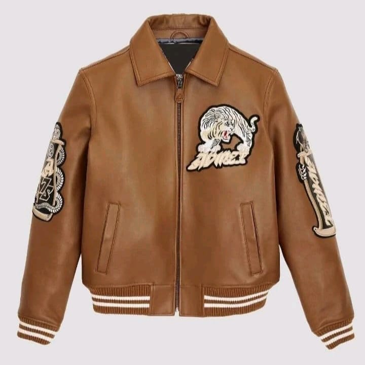 Avirex A-2 Speed Tiger Bomber Jacket – Unisex Toffee Brown Leather Flight Jacket