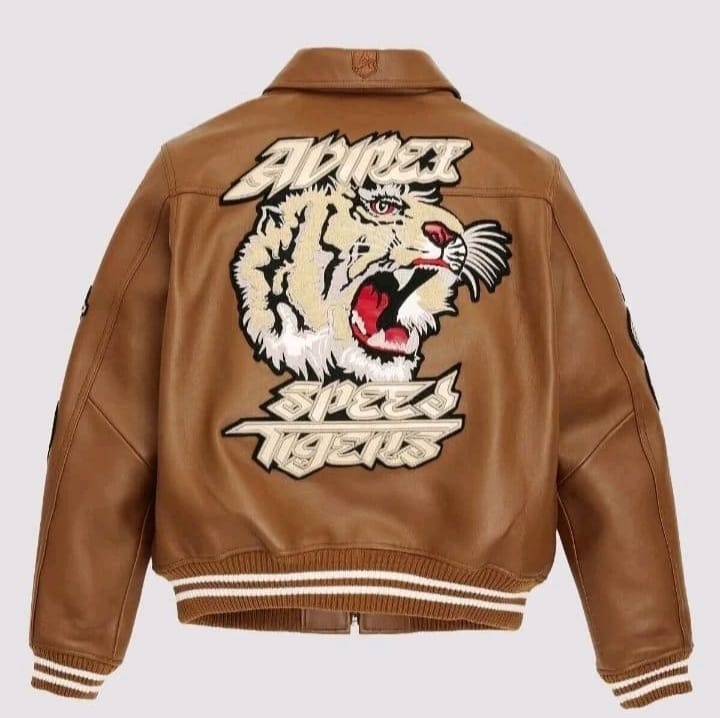 Avirex A-2 Speed Tiger Bomber Jacket – Unisex Toffee Brown Leather Flight Jacket